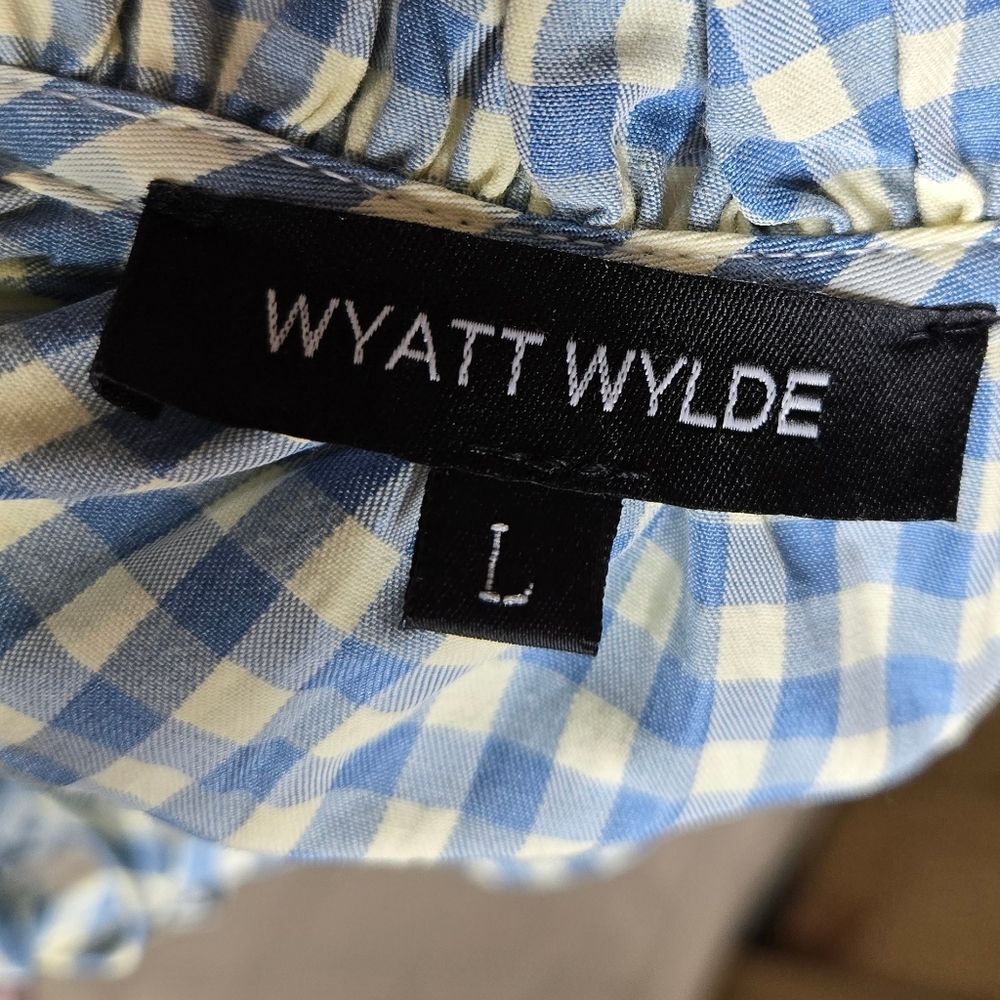 WYATT WYLDE Chime blue gingham plaid tiered ruffle kawaii swing‎ dress L - Picture 5 of 12